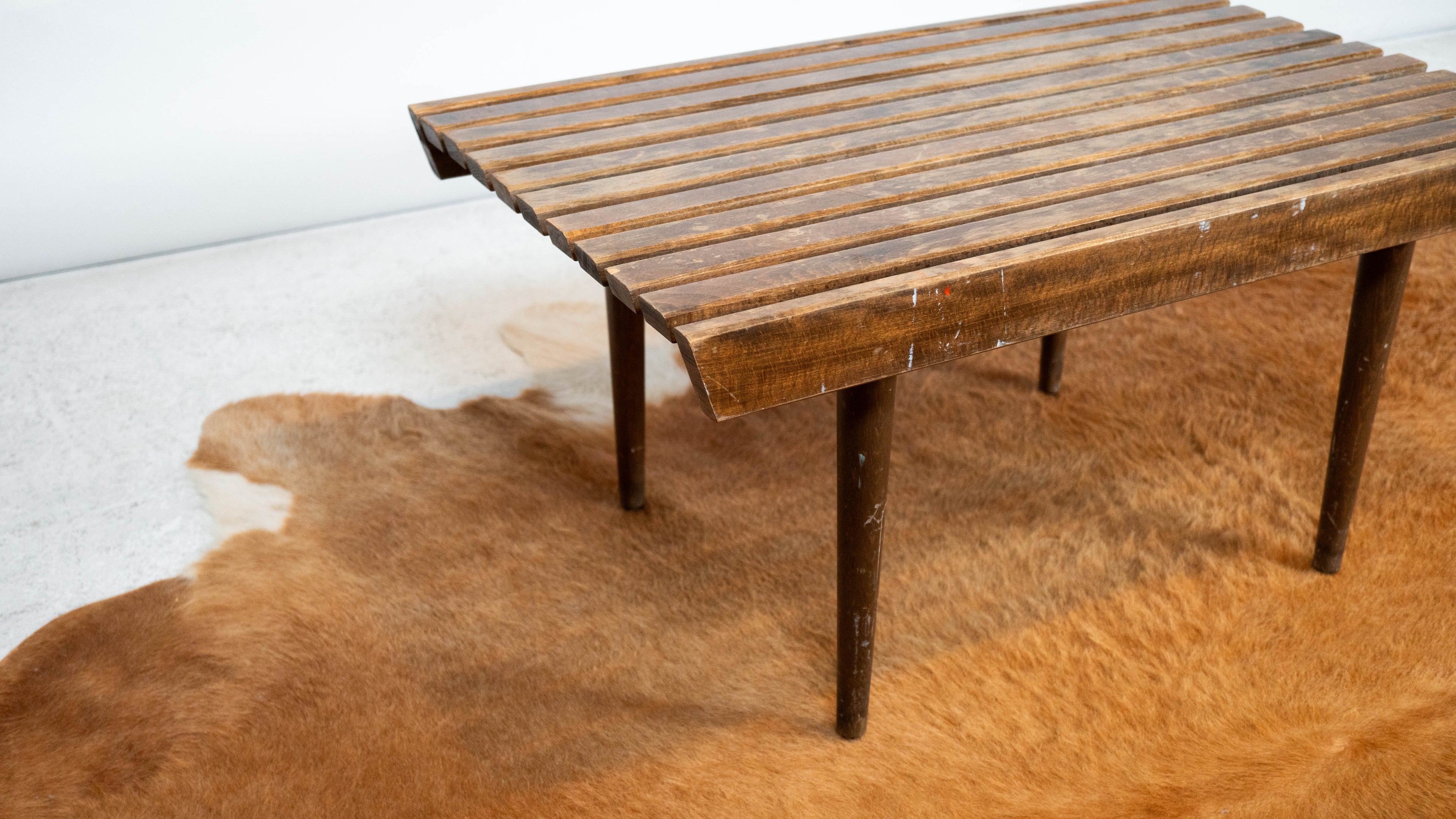Vintage Mid Century Walnut Slat Bench or Table