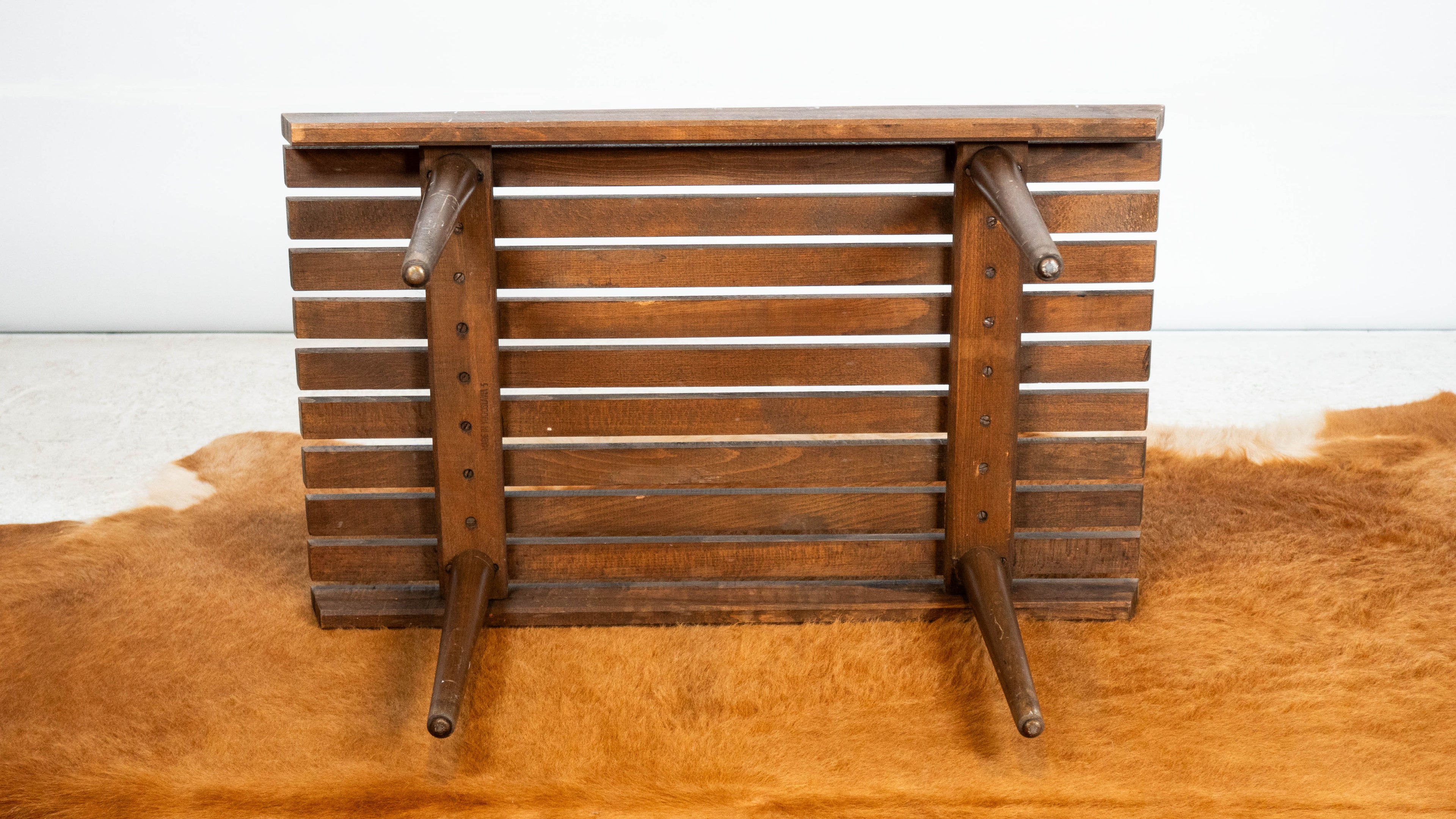Vintage Mid Century Walnut Slat Bench or Table