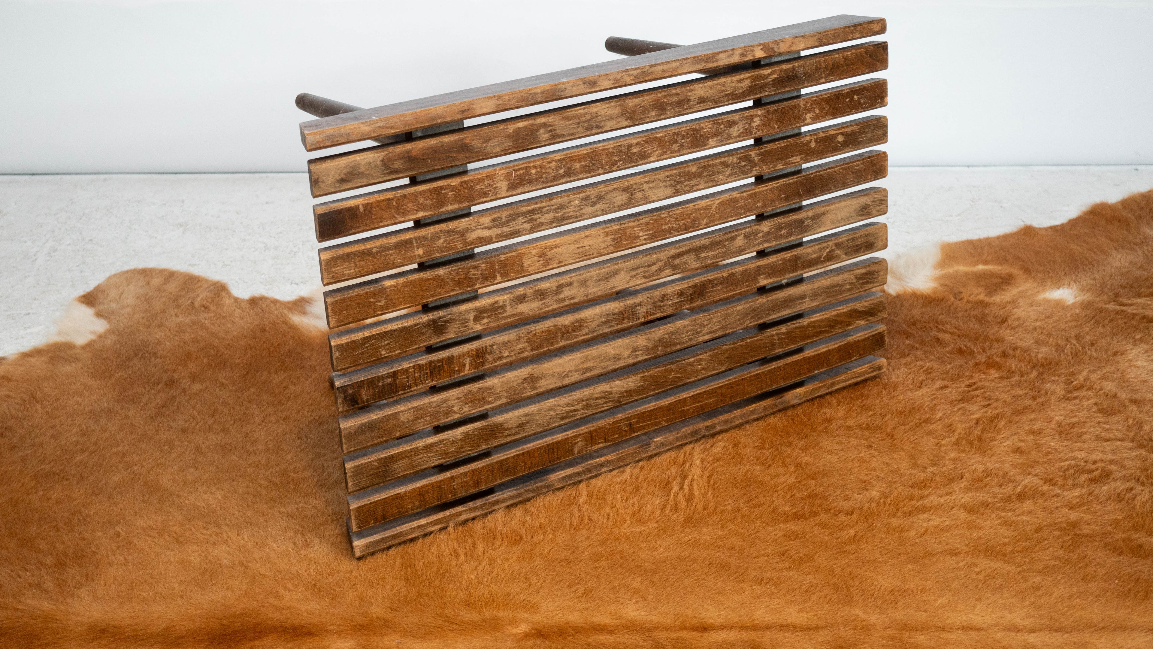 Vintage Mid Century Walnut Slat Bench or Table