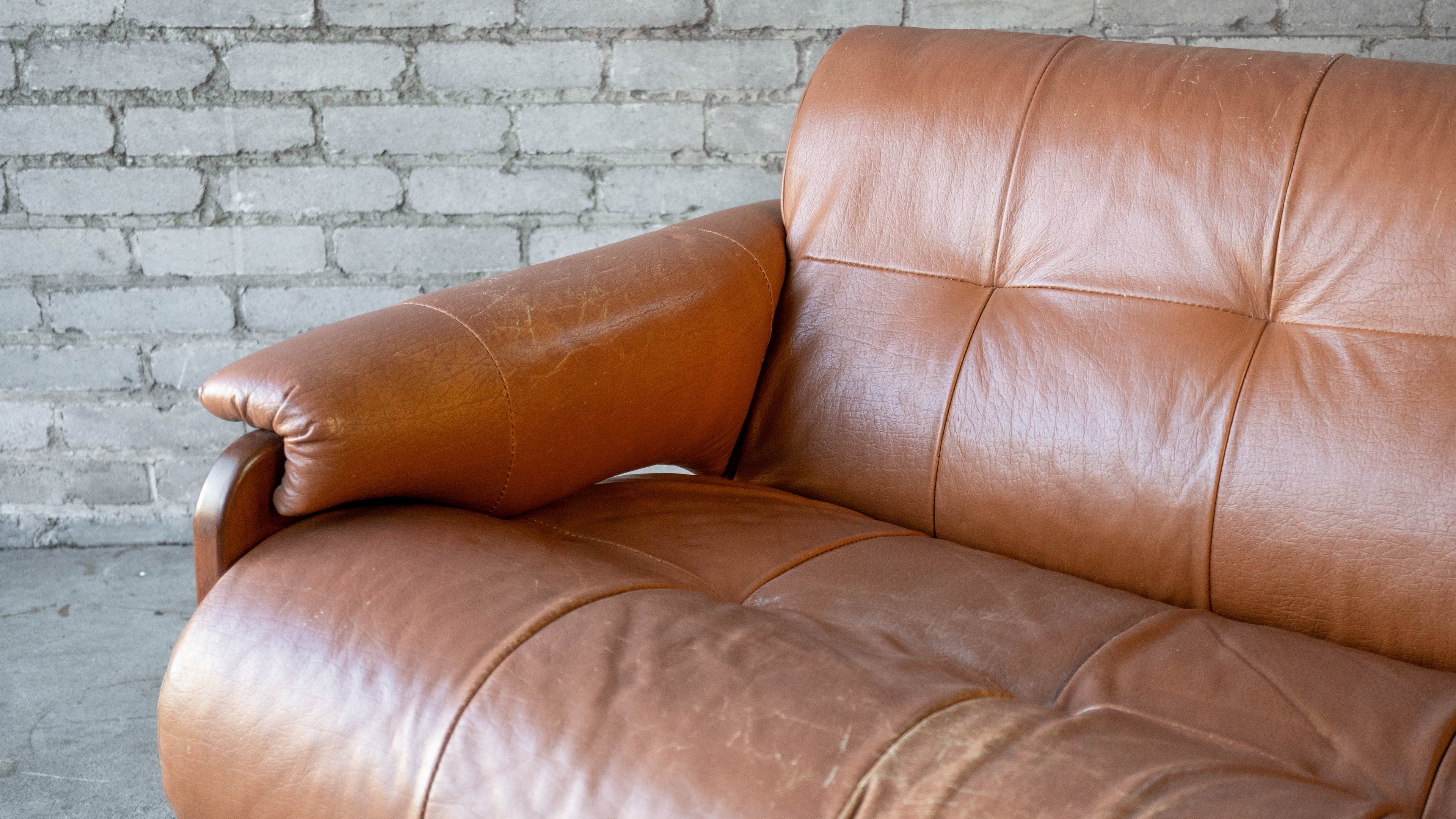 1970s Percival Lafer MP-185 Cognac Leather Sofa
