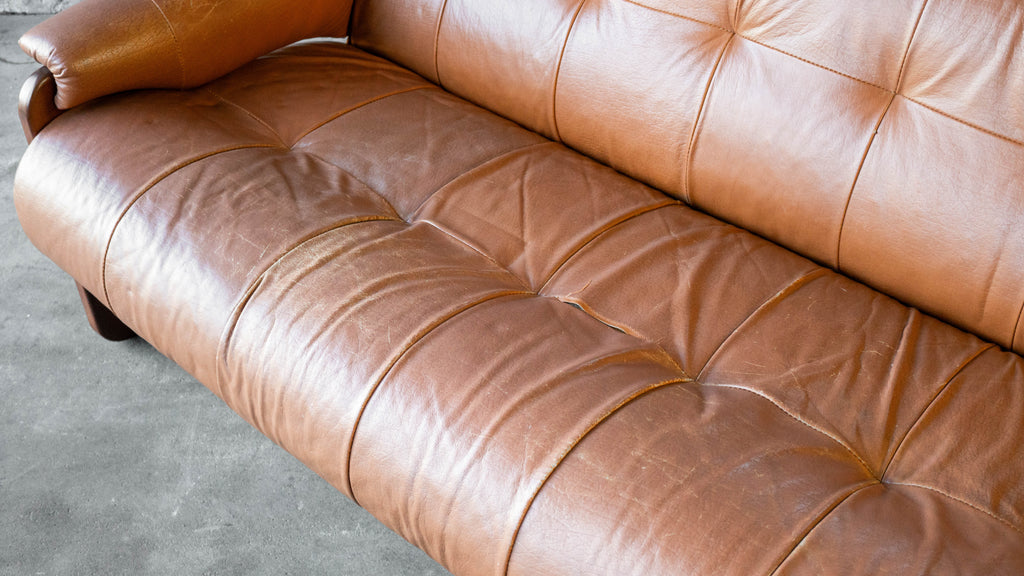 1970s Percival Lafer MP-185 Cognac Leather Sofa