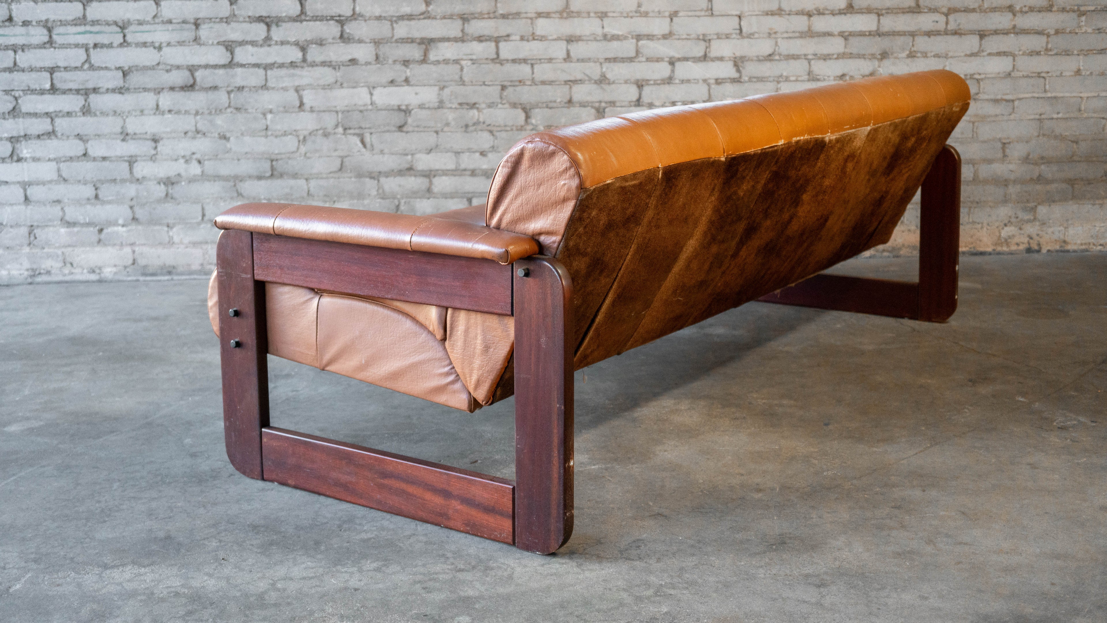 1970s Percival Lafer MP-185 Cognac Leather Sofa