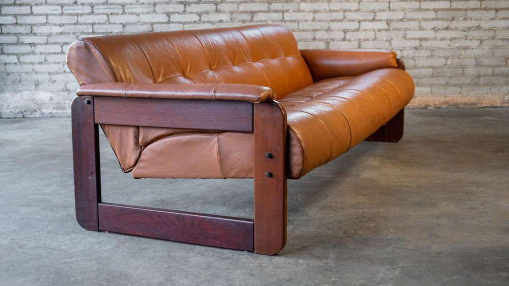 1970s Percival Lafer MP-185 Cognac Leather Sofa