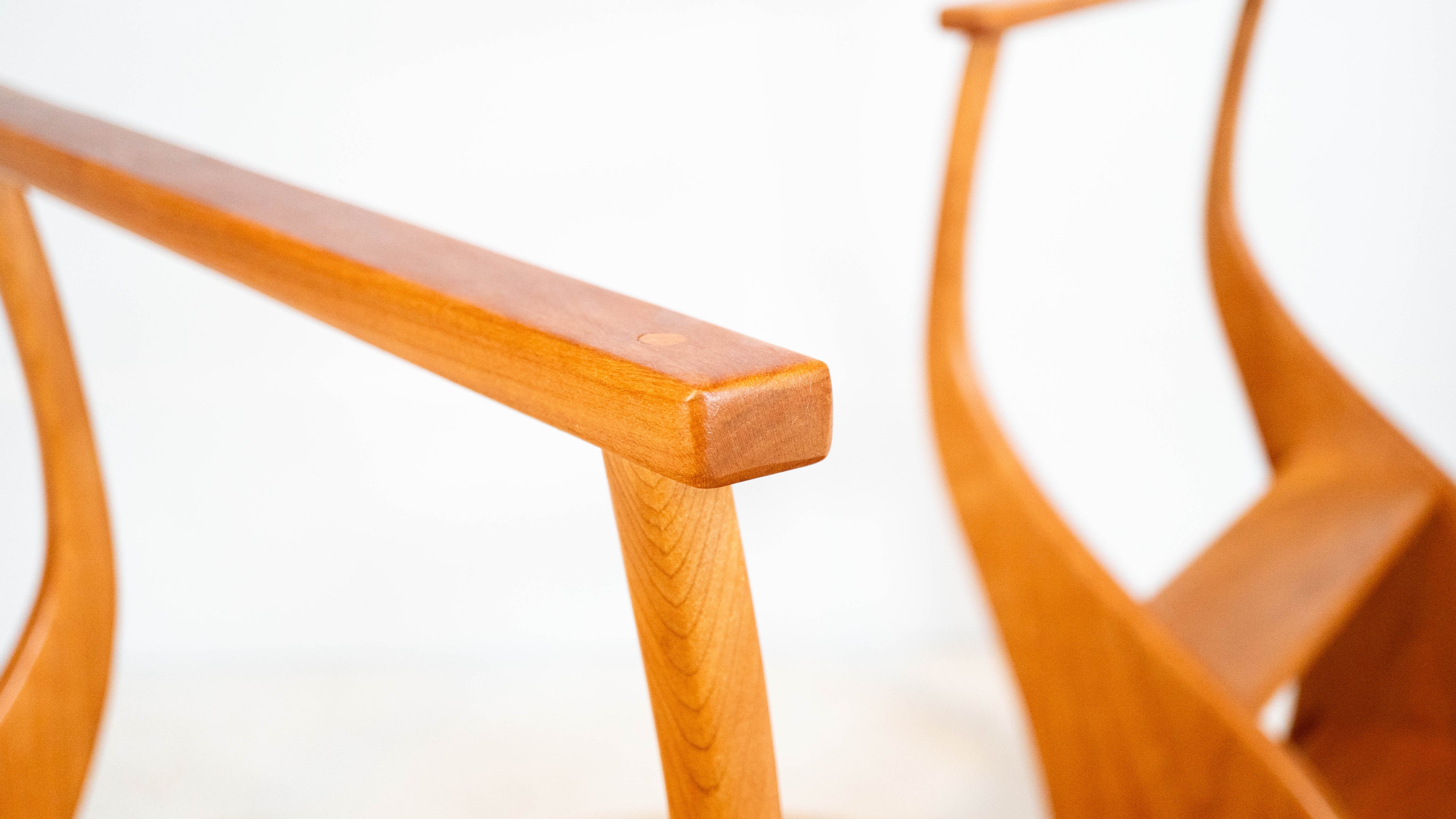 American Studio Cherry Wood Sculptural Library Steps Stool