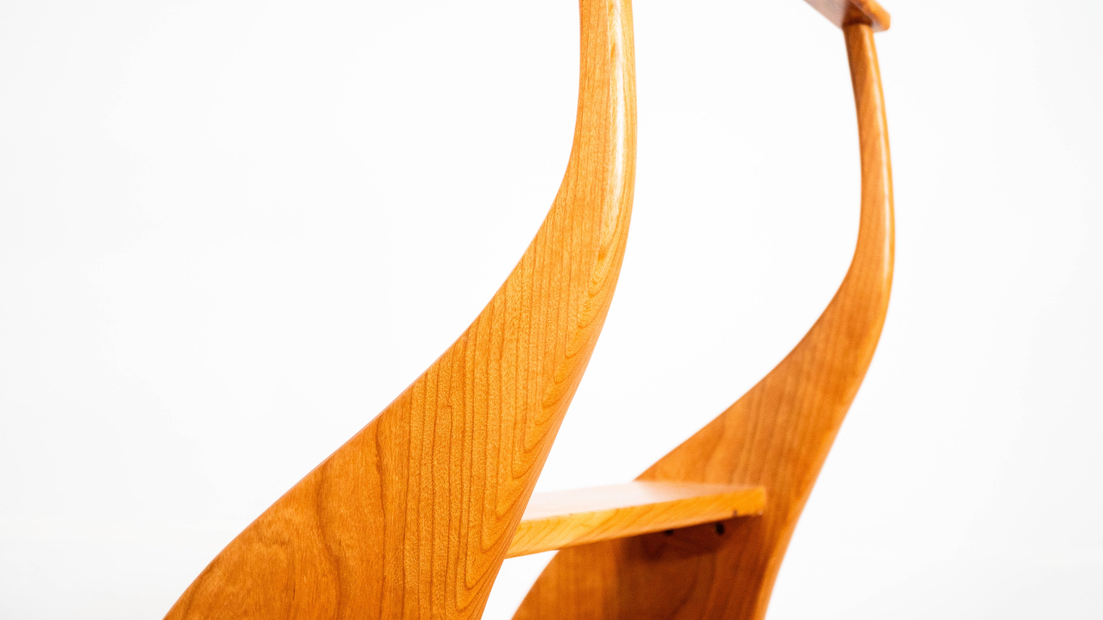 American Studio Cherry Wood Sculptural Library Steps Stool