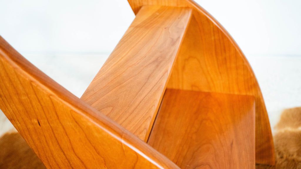 American Studio Cherry Wood Sculptural Library Steps Stool