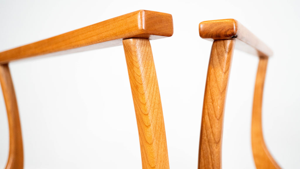 American Studio Cherry Wood Sculptural Library Steps Stool