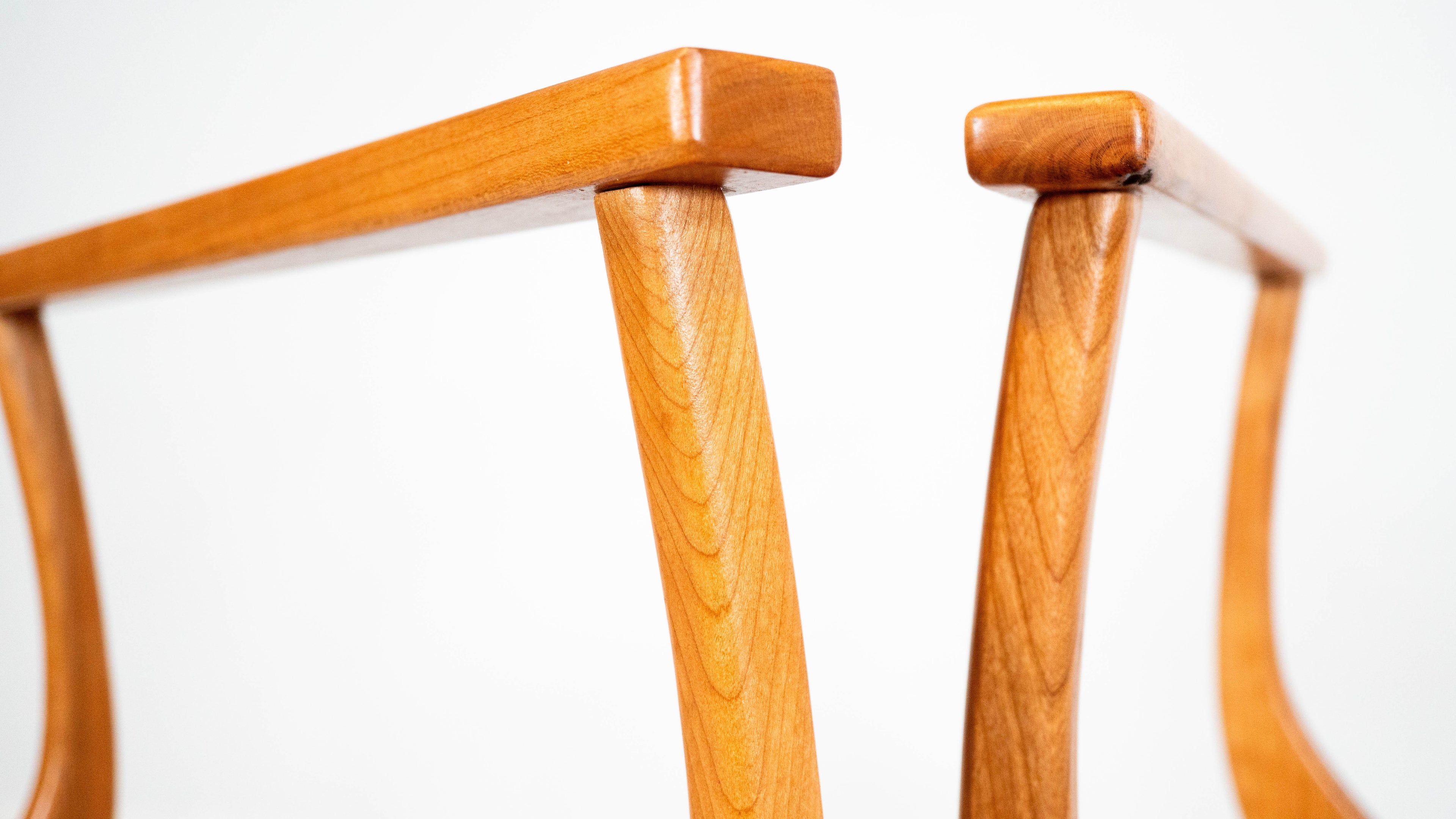 American Studio Cherry Wood Sculptural Library Steps Stool