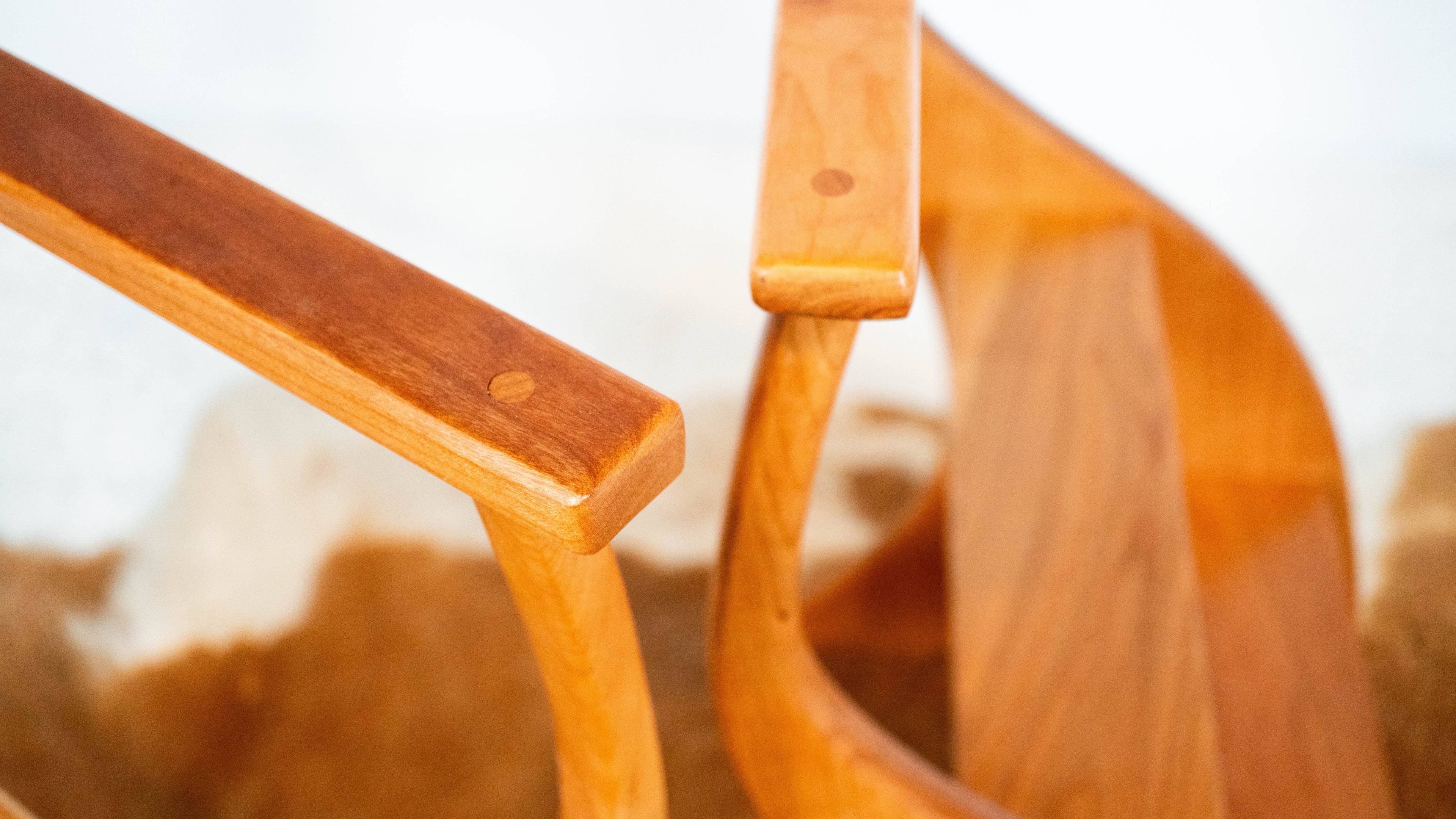 American Studio Cherry Wood Sculptural Library Steps Stool