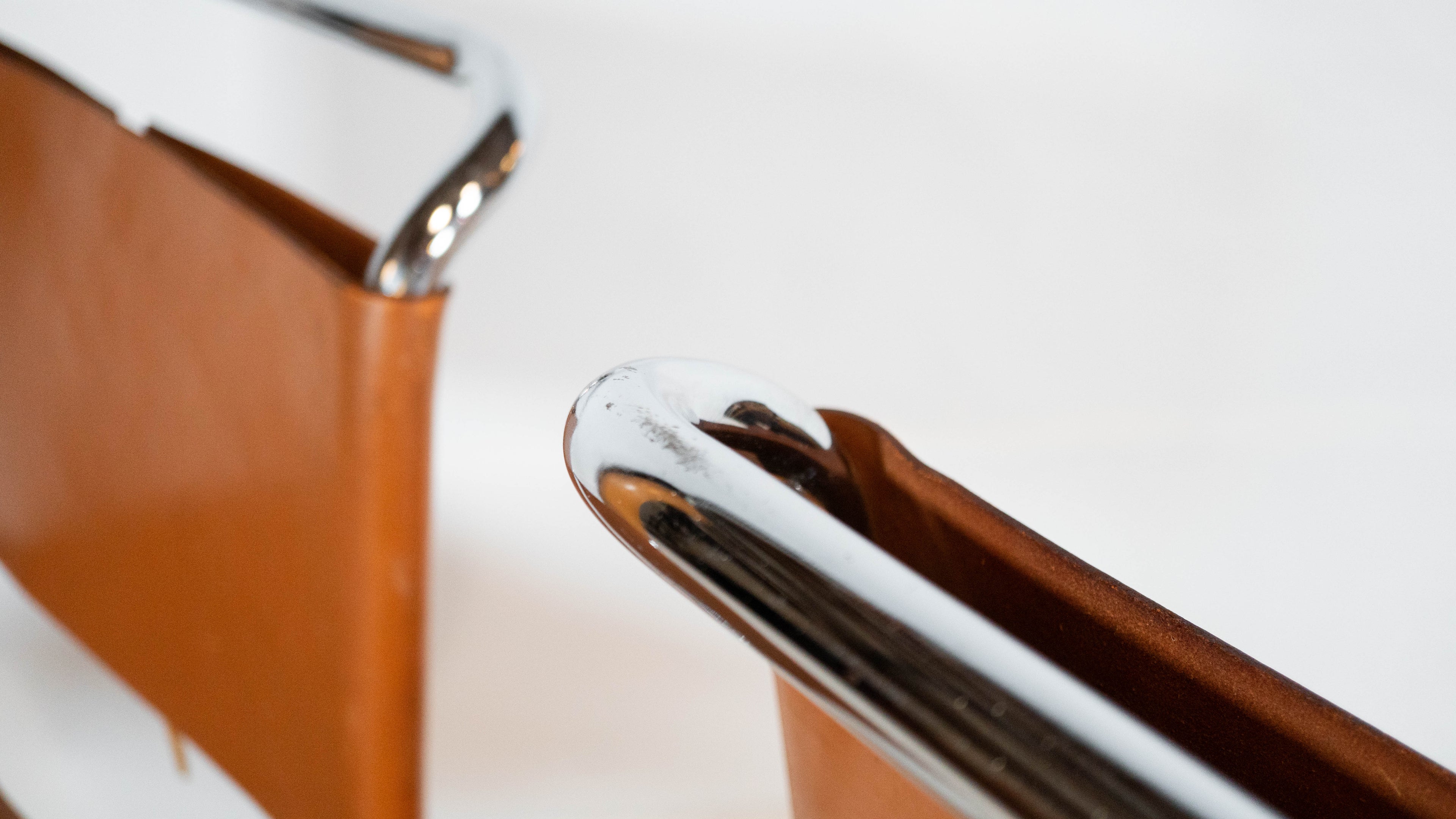 1970s Mies Van Der Rohe Attr. 'MR10' Cognac Leather Chairs - a pair