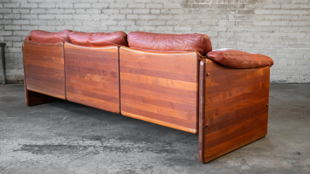 Vintage Danish Mikael Laursen Cognac Leather and Teak Sofa