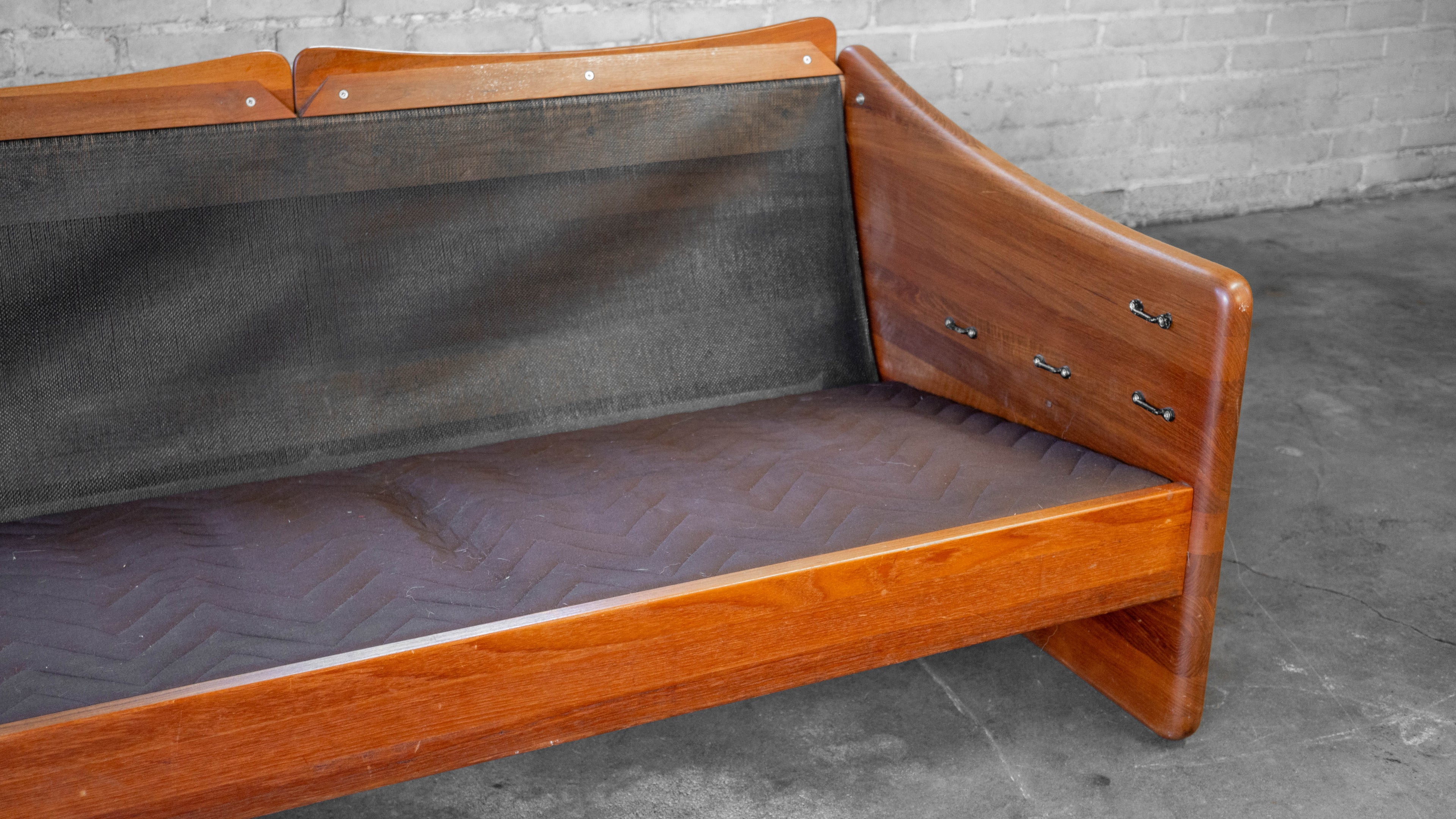 Vintage Danish Mikael Laursen Cognac Leather and Teak Sofa
