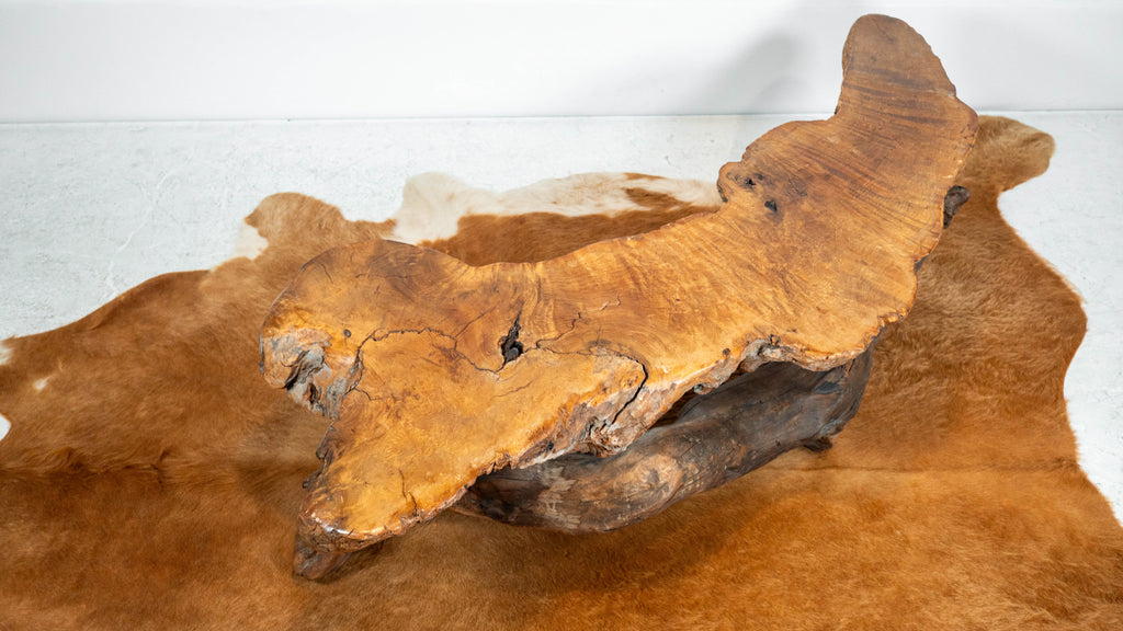 Vintage American Primitive Burlwood Live Edge Coffee Table