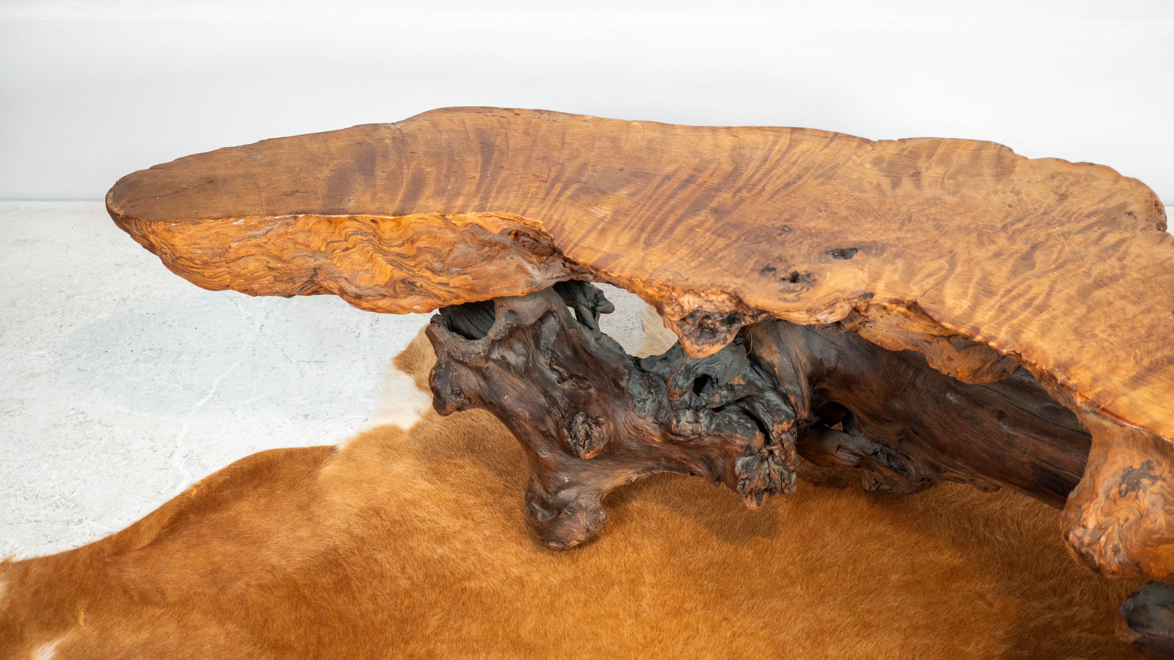 Vintage American Primitive Burlwood Live Edge Coffee Table