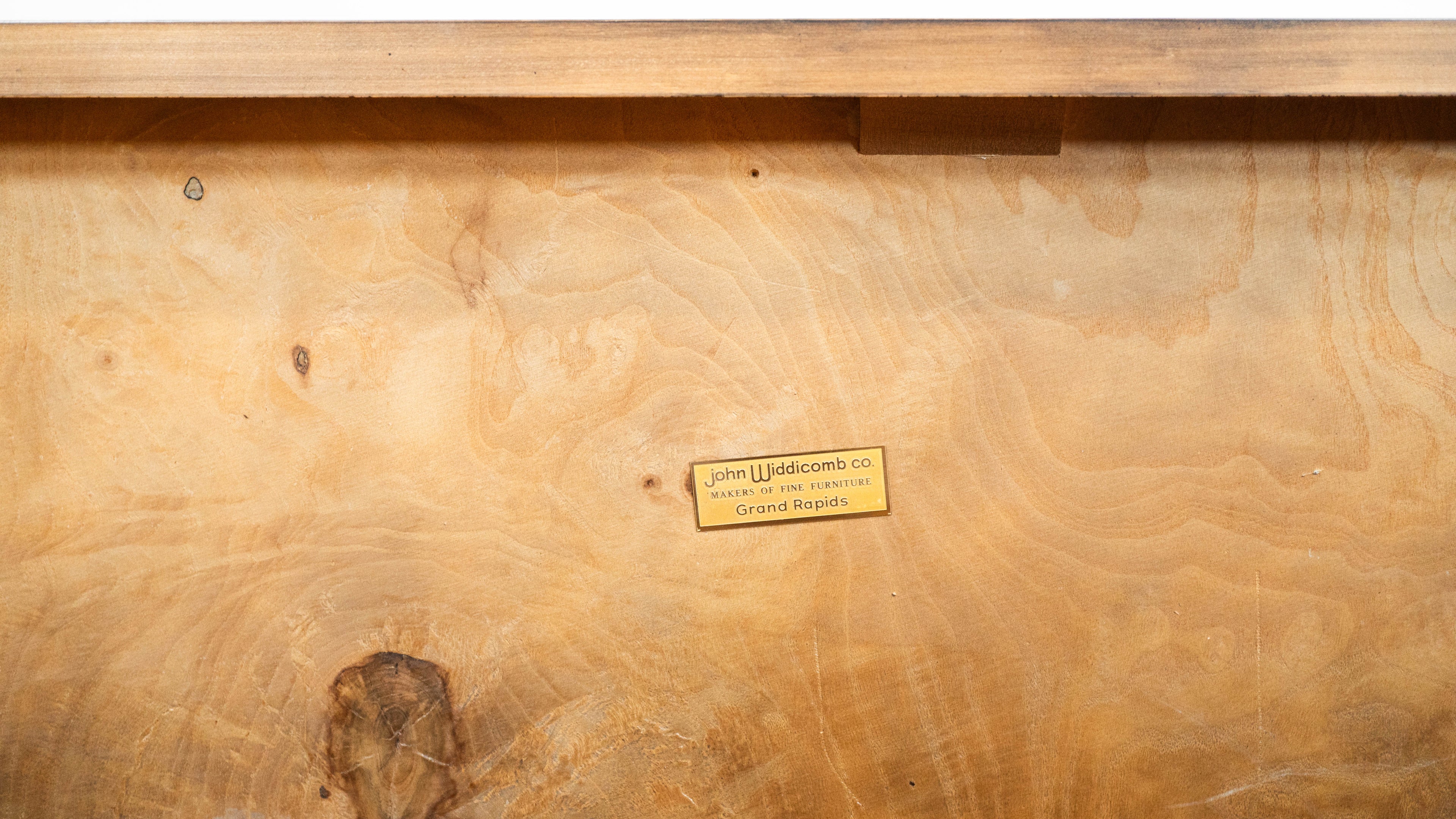 John Widdicomb Parsons Burl Wood Console Table