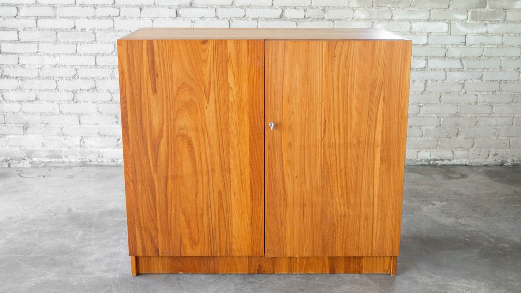 1970s Mid-Century Danish Modern Teak Hideaway Desk & Cabinet