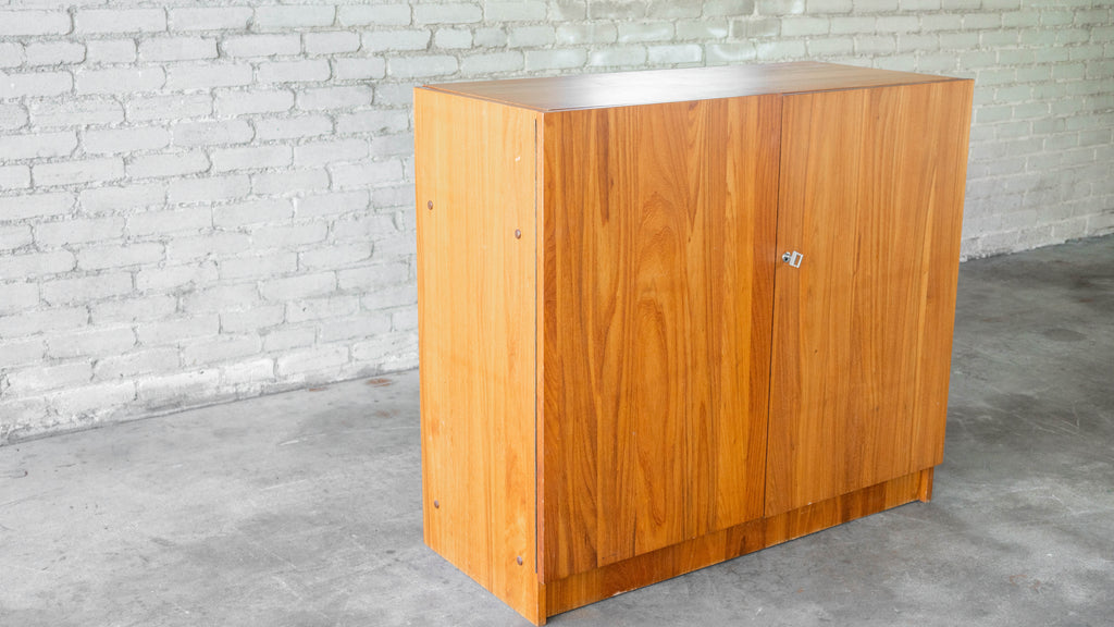1970s Mid-Century Danish Modern Teak Hideaway Desk & Cabinet