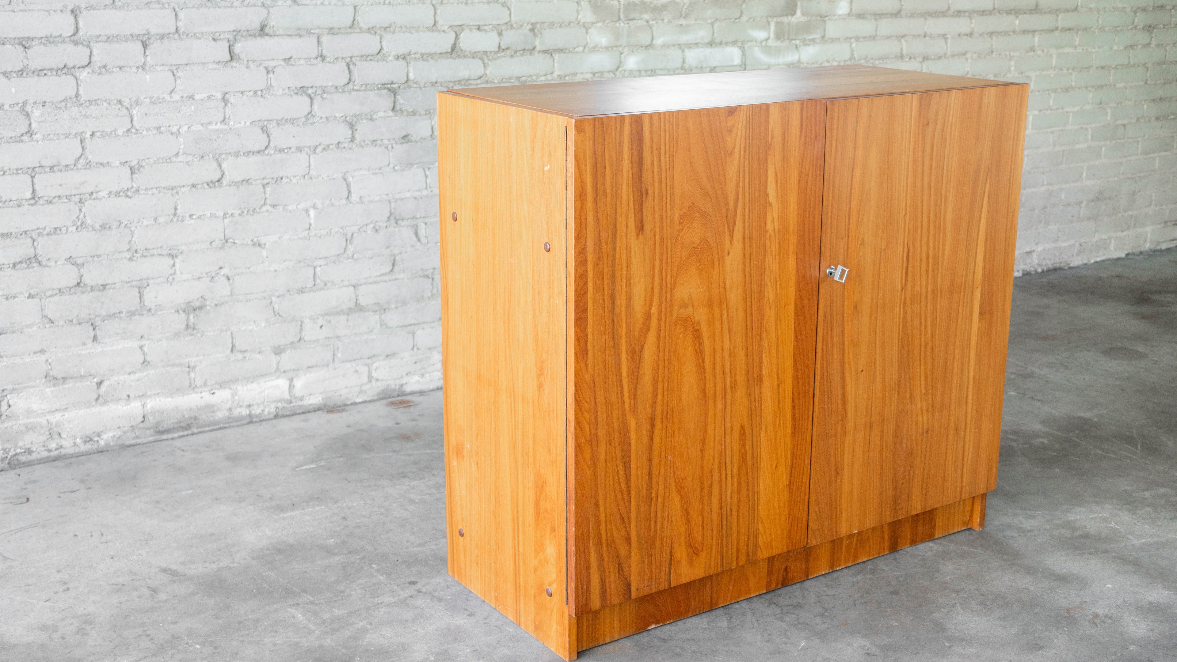1970s Mid-Century Danish Modern Teak Hideaway Desk & Cabinet