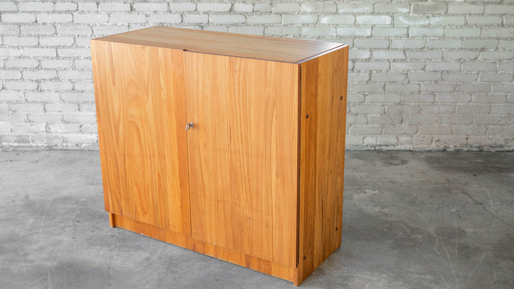1970s Mid-Century Danish Modern Teak Hideaway Desk & Cabinet