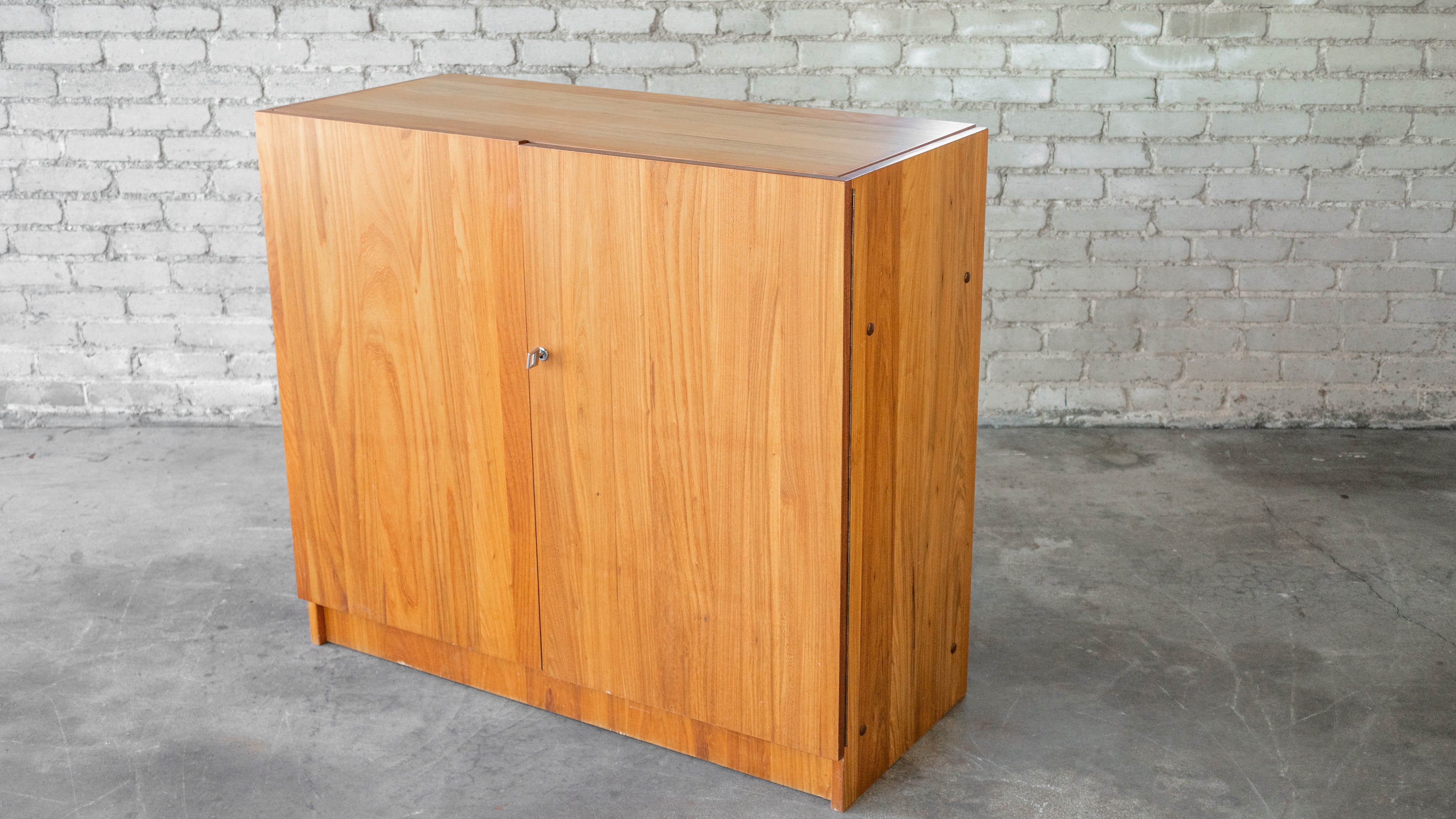 1970s Mid-Century Danish Modern Teak Hideaway Desk & Cabinet