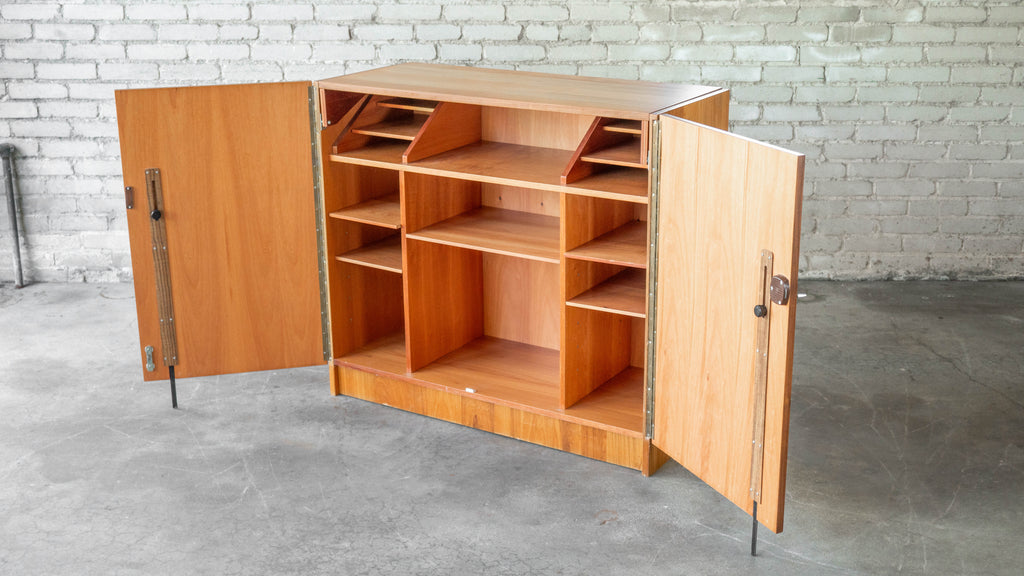 1970s Mid-Century Danish Modern Teak Hideaway Desk & Cabinet