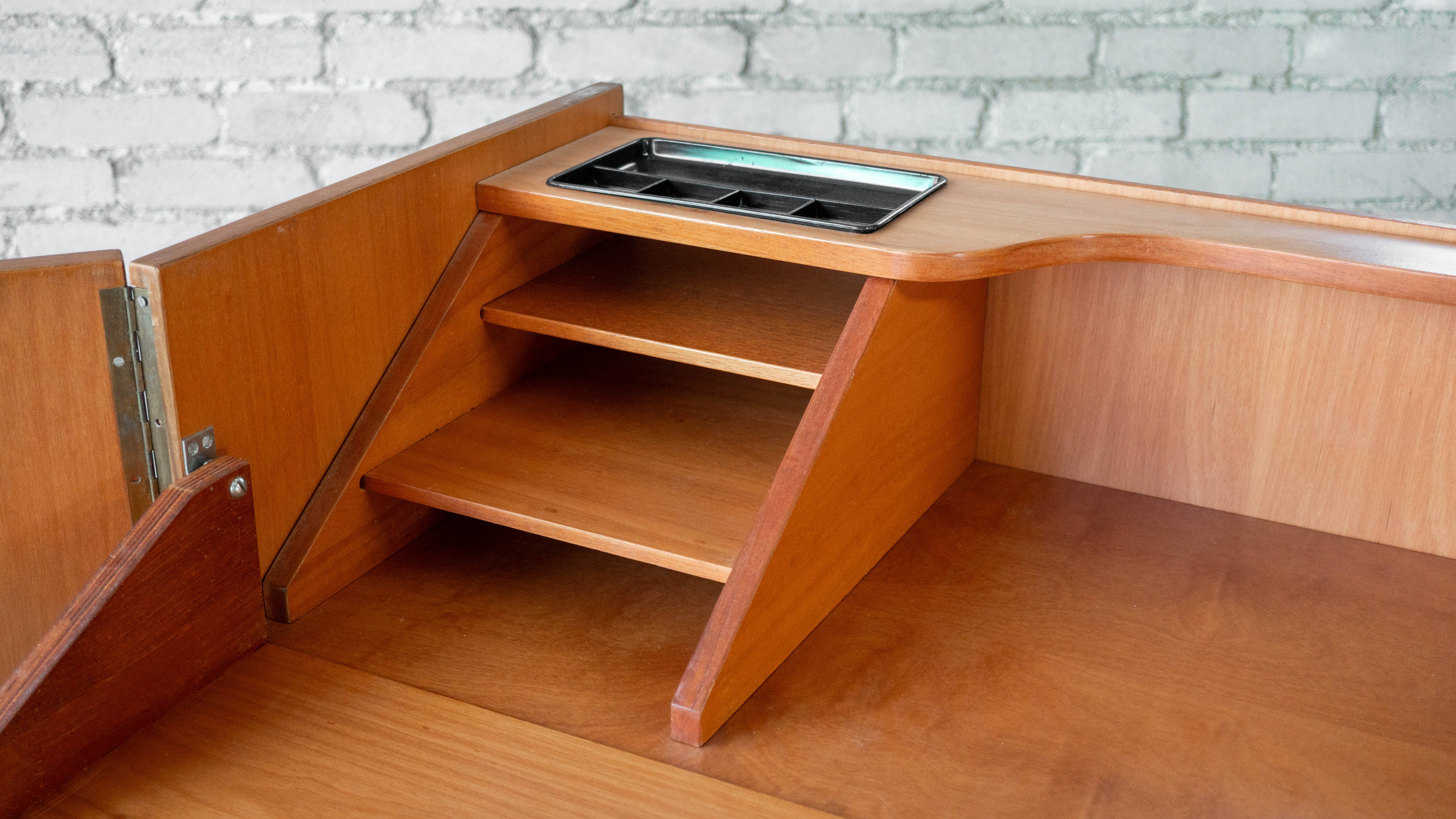1970s Mid-Century Danish Modern Teak Hideaway Desk & Cabinet