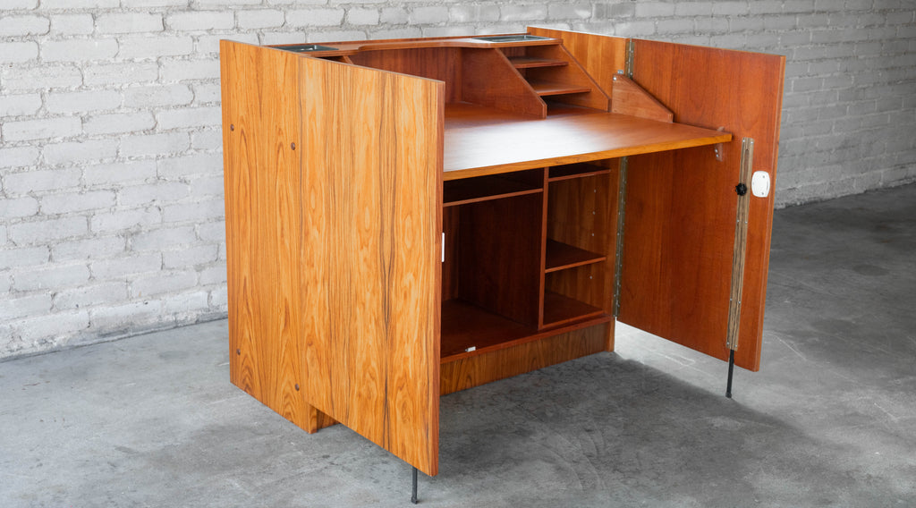 1970s Mid-Century Danish Modern Rosewood Hideaway Desk & Cabinet