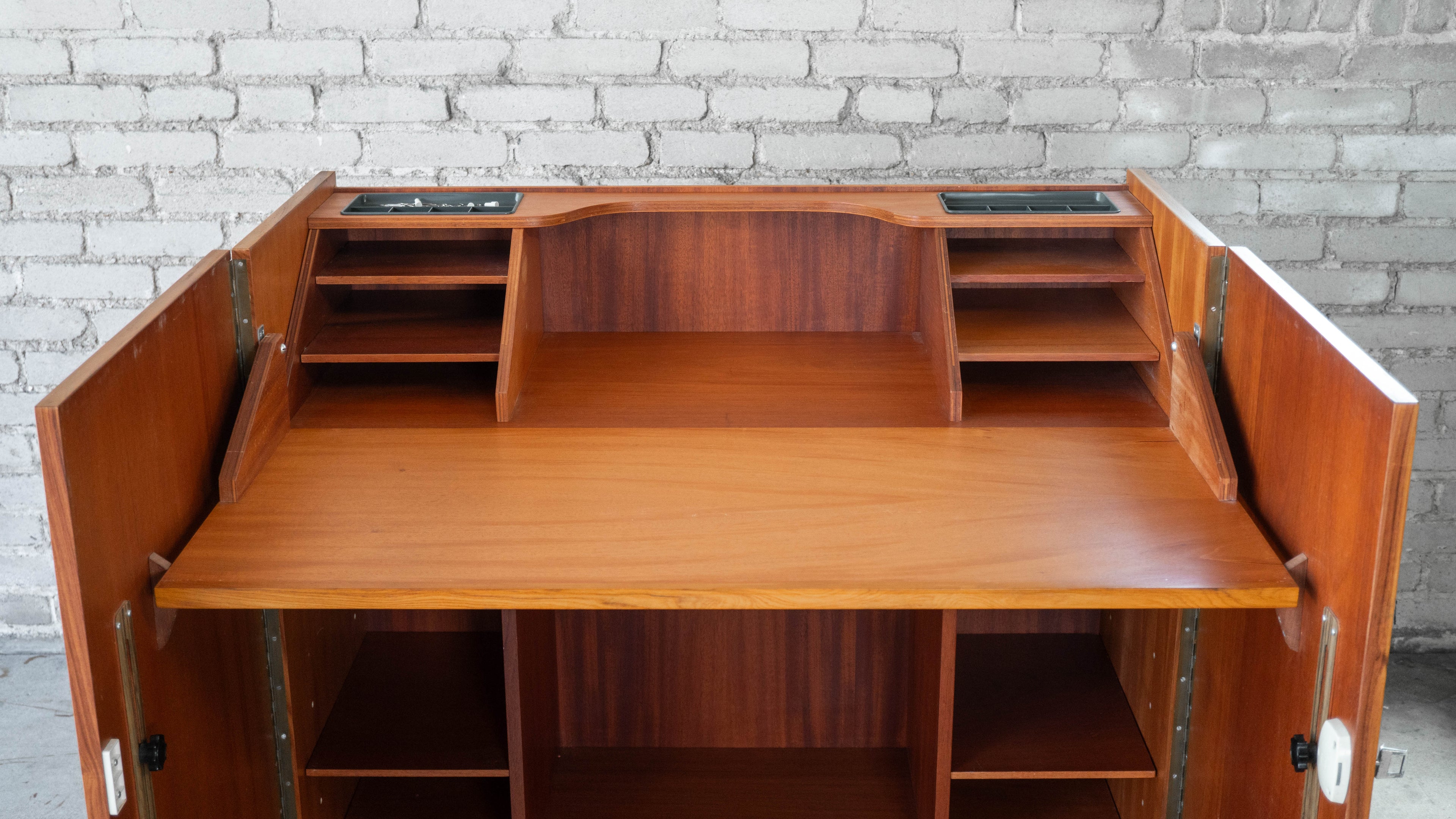 1970s Mid-Century Danish Modern Rosewood Hideaway Desk & Cabinet