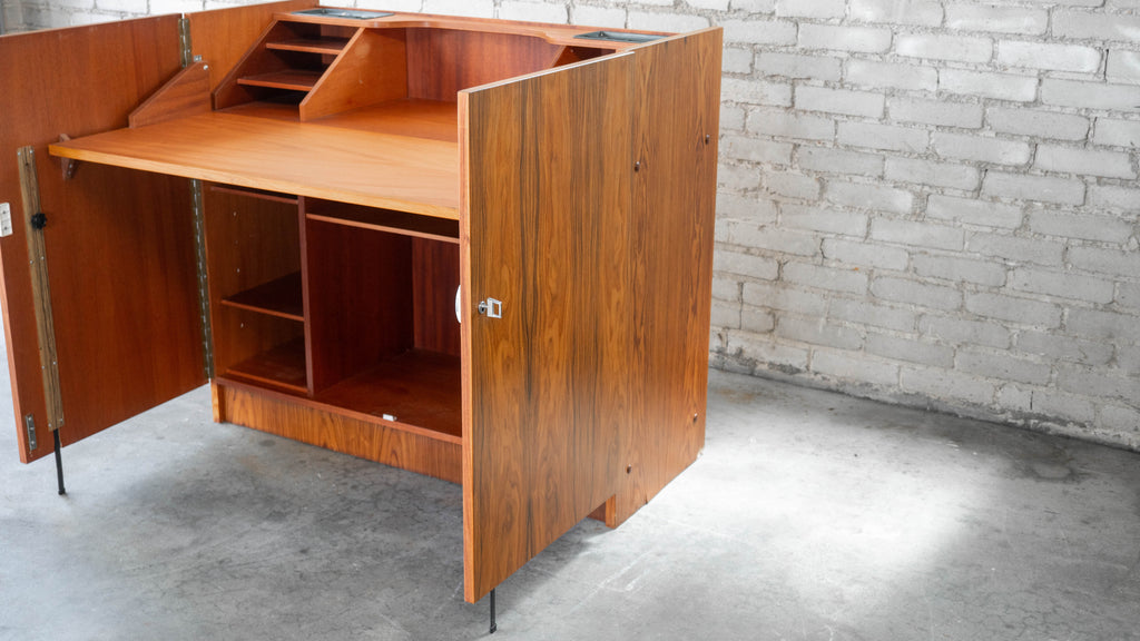 1970s Mid-Century Danish Modern Rosewood Hideaway Desk & Cabinet