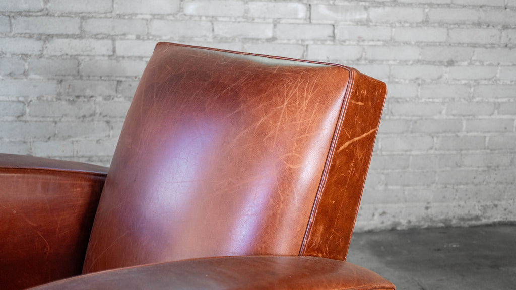 Vintage Art Deco Cognac Leather Club Chair