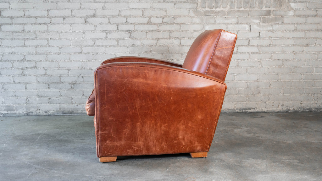 Vintage Art Deco Cognac Leather Club Chair