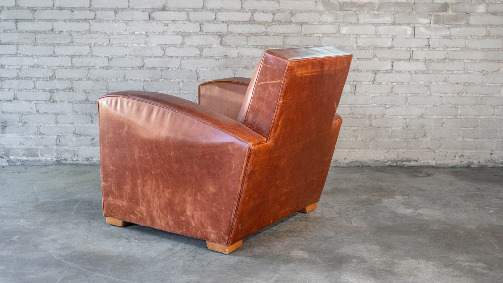 Vintage Art Deco Cognac Leather Club Chair