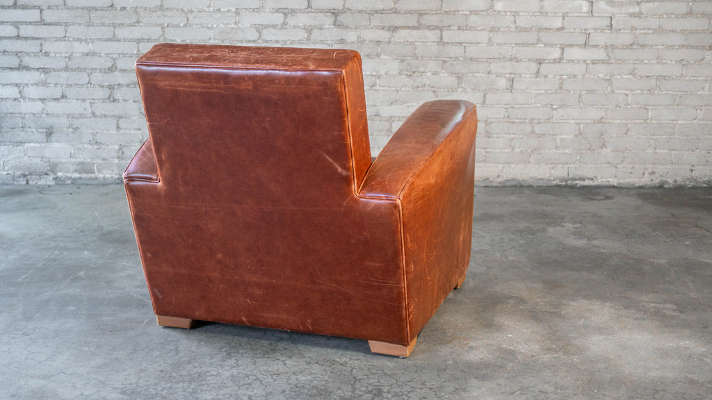 Vintage Art Deco Cognac Leather Club Chair