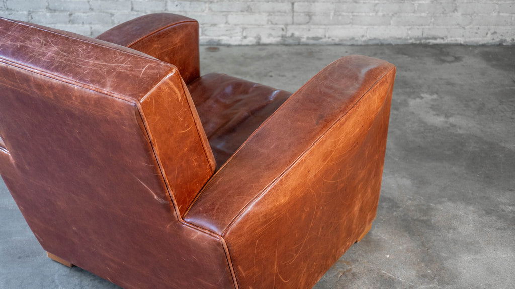 Vintage Art Deco Cognac Leather Club Chair