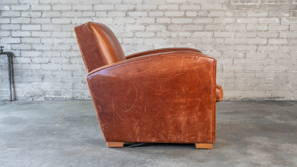 Vintage Art Deco Cognac Leather Club Chair