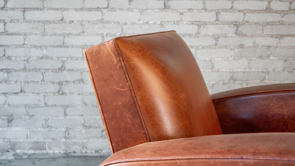 Vintage Art Deco Cognac Leather Club Chair
