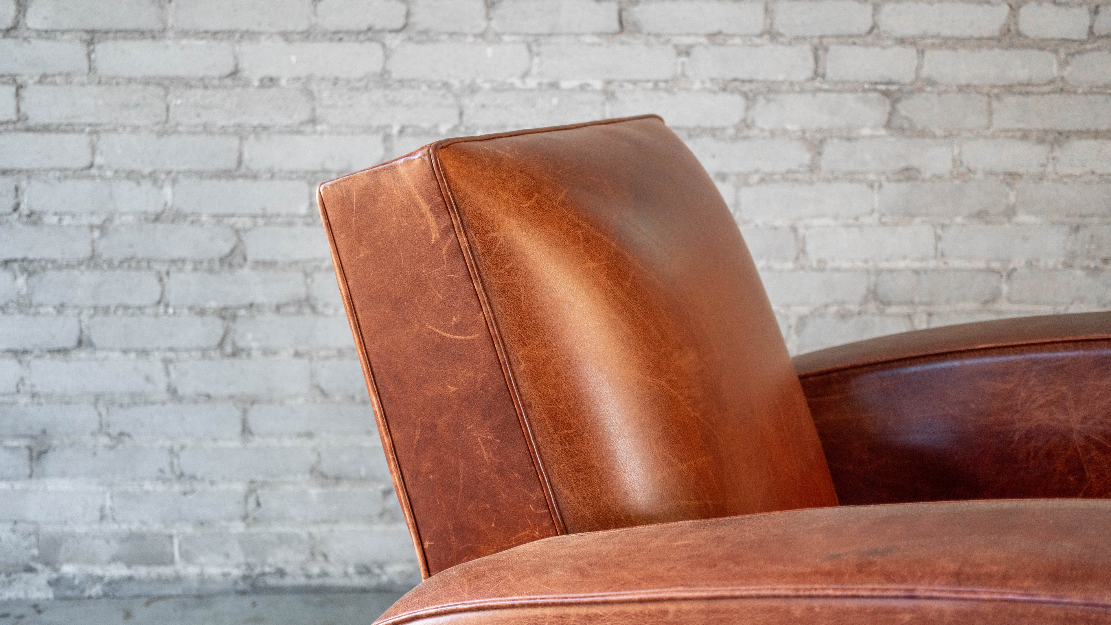 Vintage Art Deco Cognac Leather Club Chair