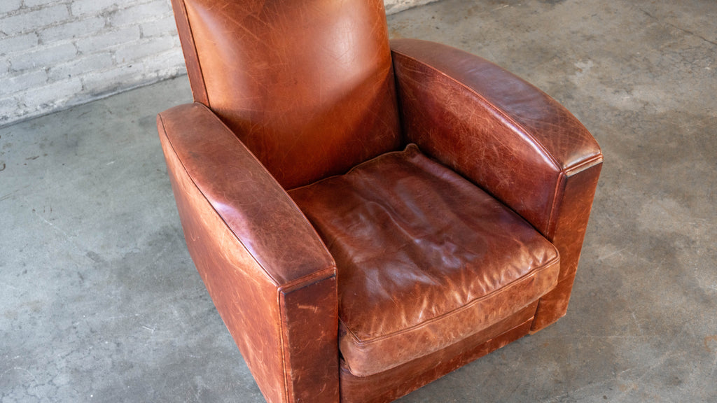 Vintage Art Deco Cognac Leather Club Chair