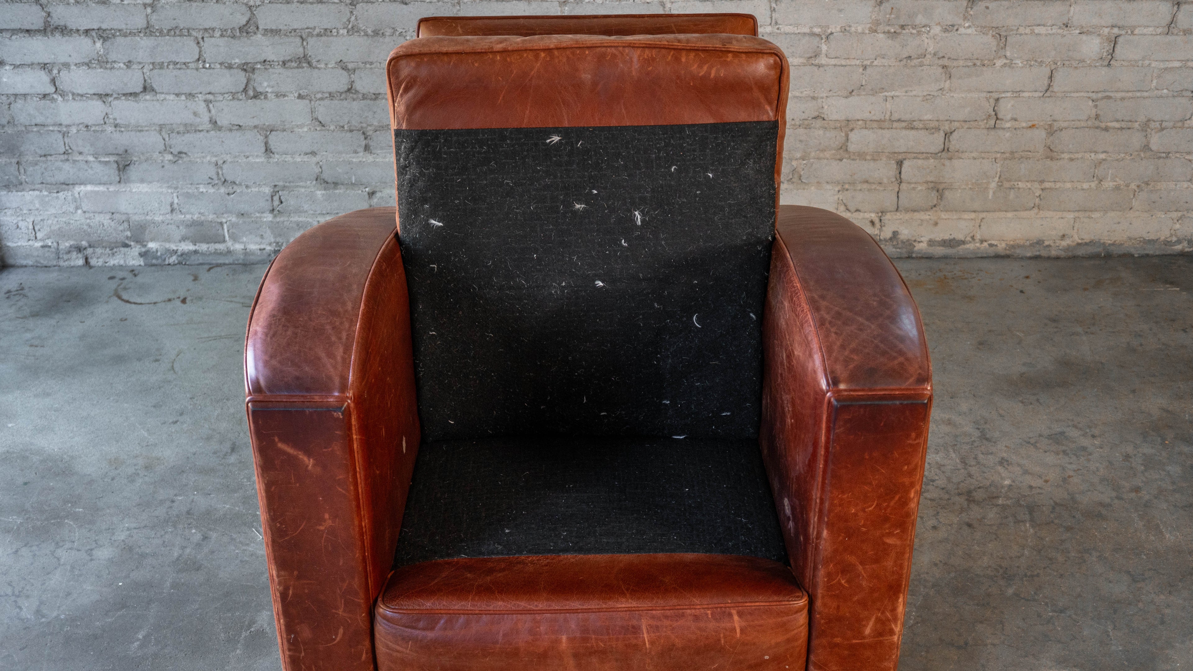 Vintage Art Deco Cognac Leather Club Chair