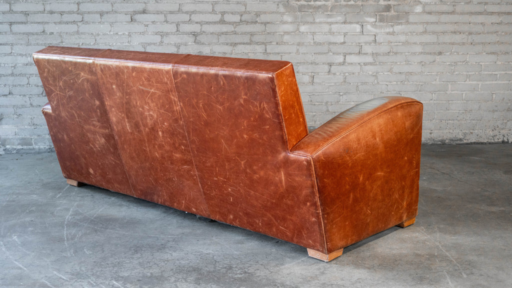 Vintage Art Deco Cognac Leather Sofa