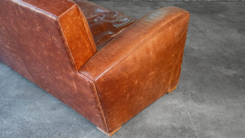 Vintage Art Deco Cognac Leather Sofa