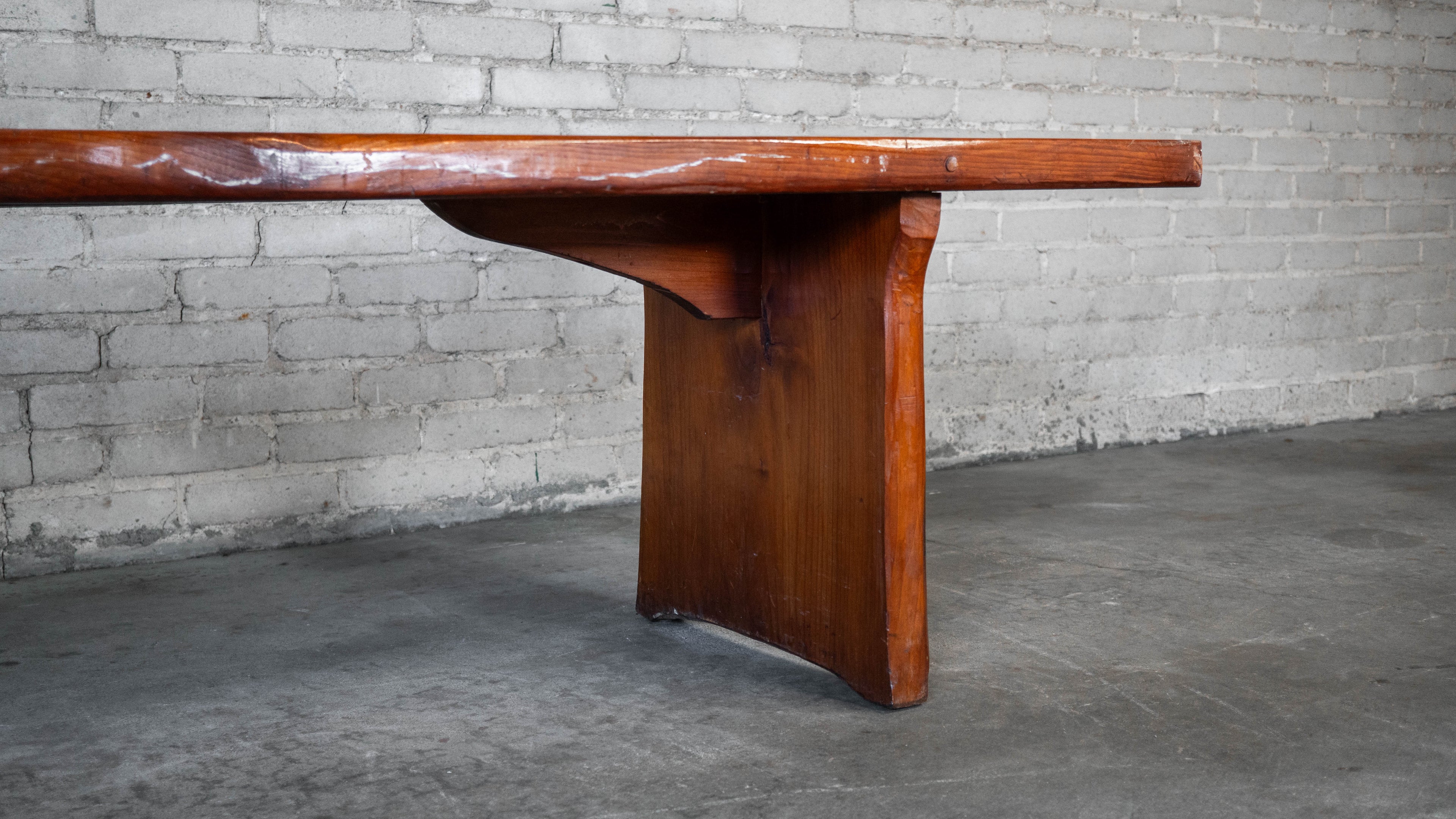 1970s Mid-Century Modern Live Edge Solid Wood Bench