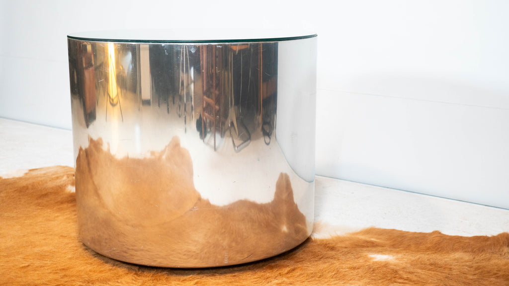 1980s Paul Mayen Rolling Drum Chrome Side Table for Habitat International