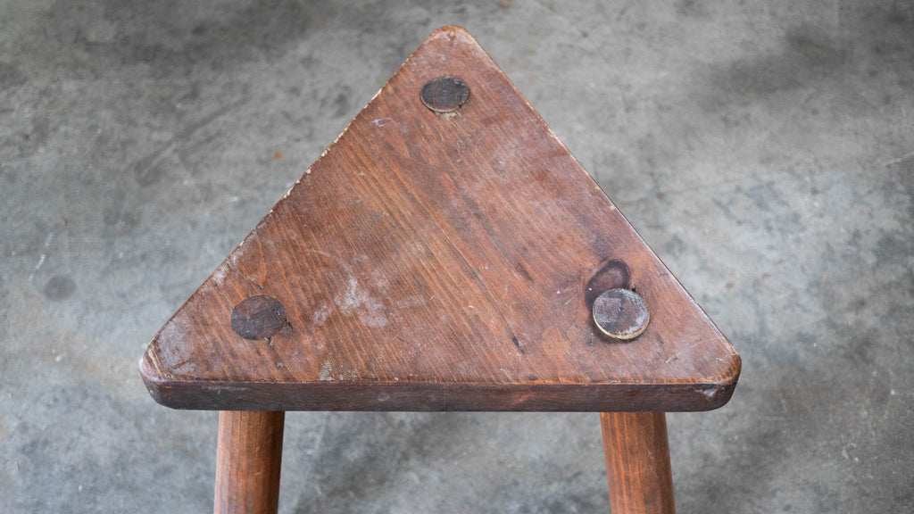 Vintage Rustic Primitive Wooden Stool