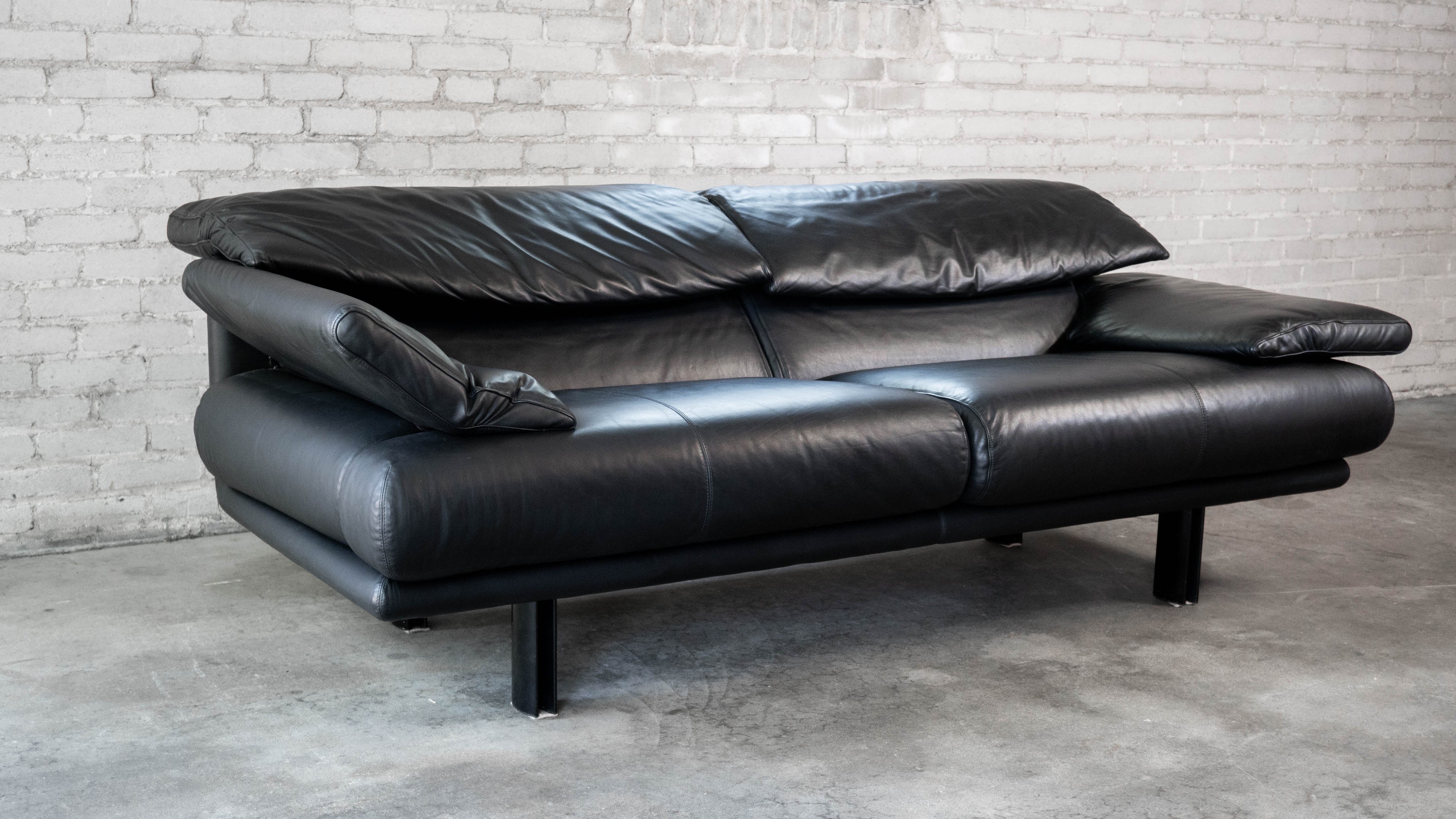 1980s Postmodern Leather Alanda Sofa by Paolo Piva for B&B Italia