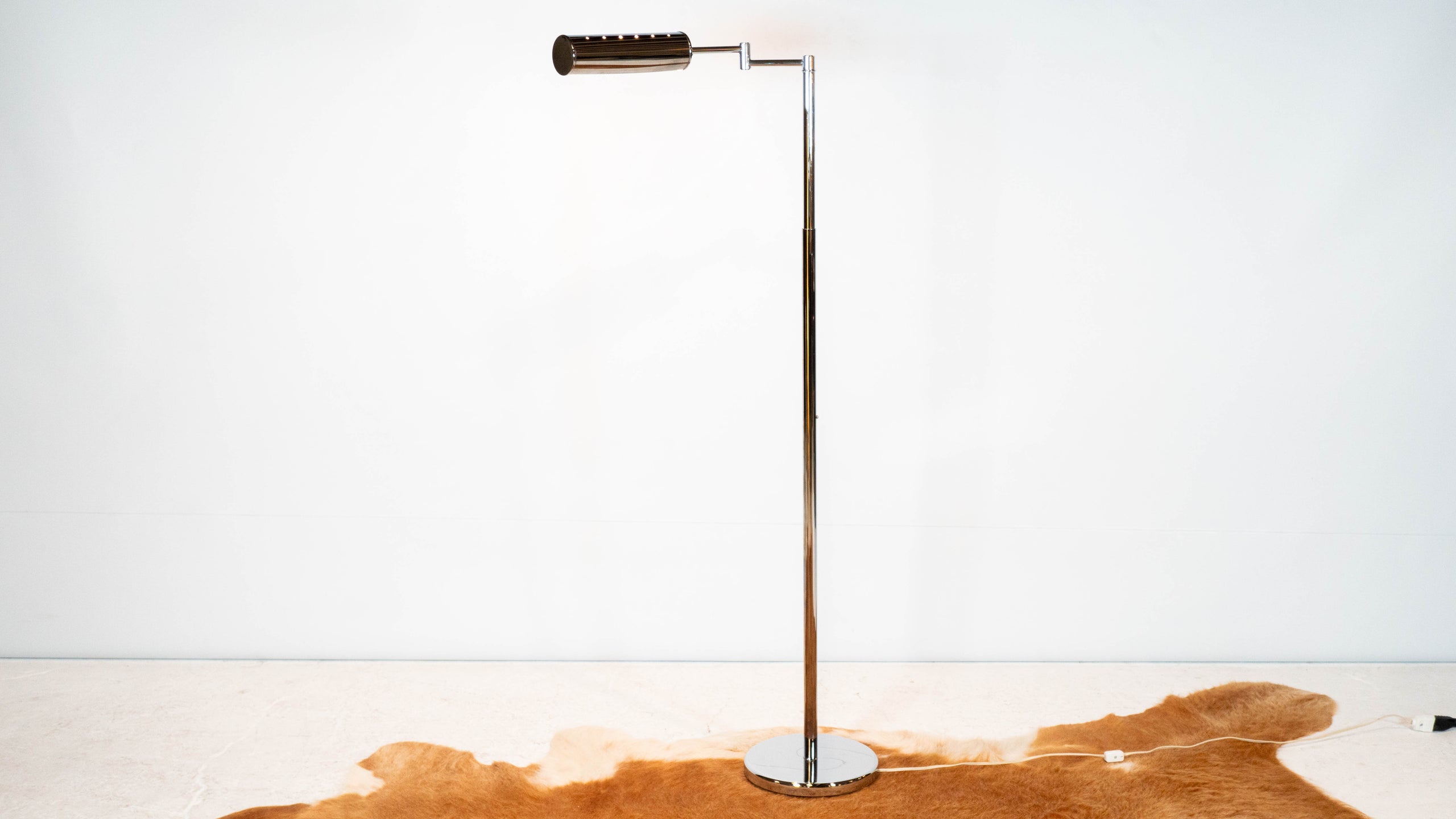 1960s Walter Von Nessen Modern Chrome Adjustable Floor Lamp