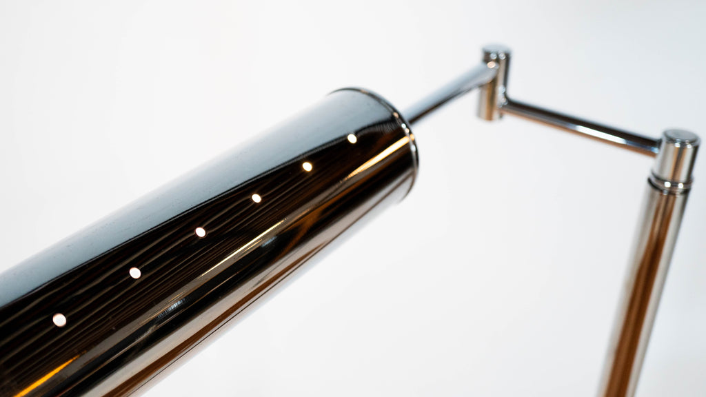 1960s Walter Von Nessen Modern Chrome Adjustable Floor Lamp