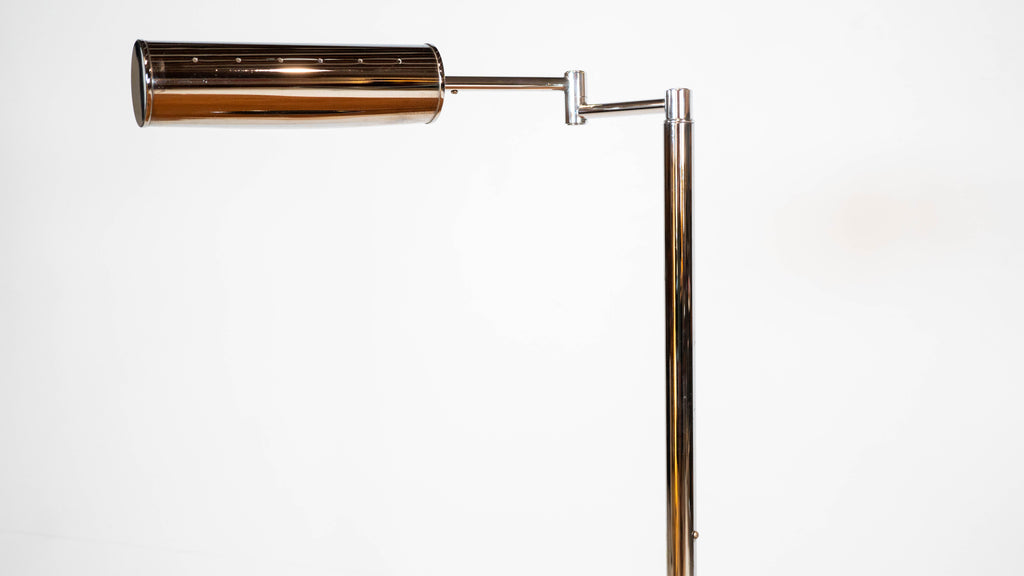 1960s Walter Von Nessen Modern Chrome Adjustable Floor Lamp