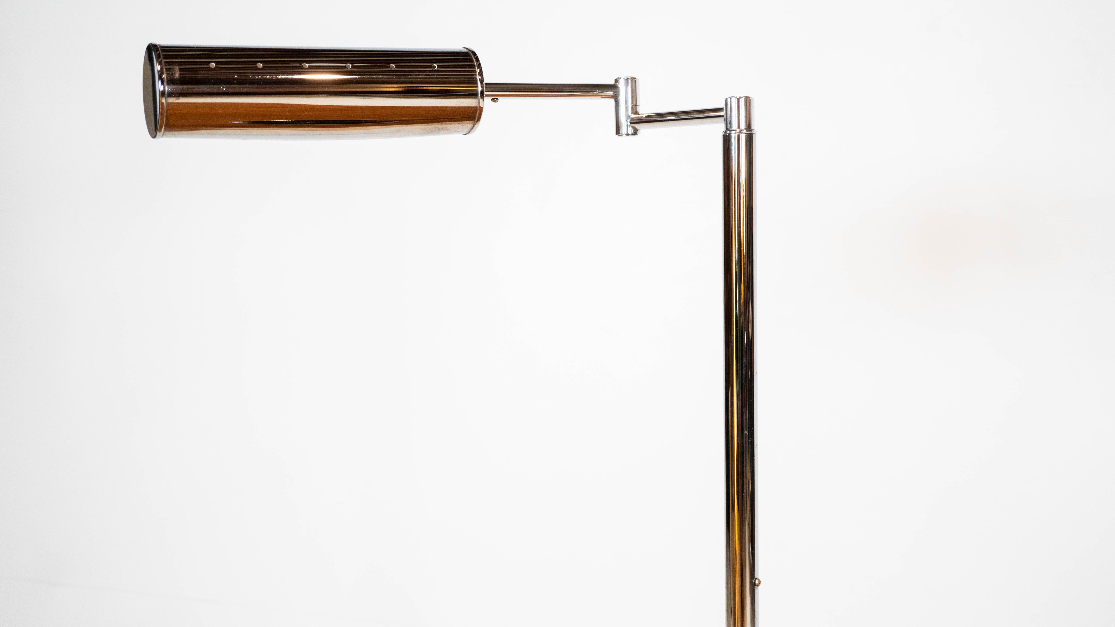 1960s Walter Von Nessen Modern Chrome Adjustable Floor Lamp