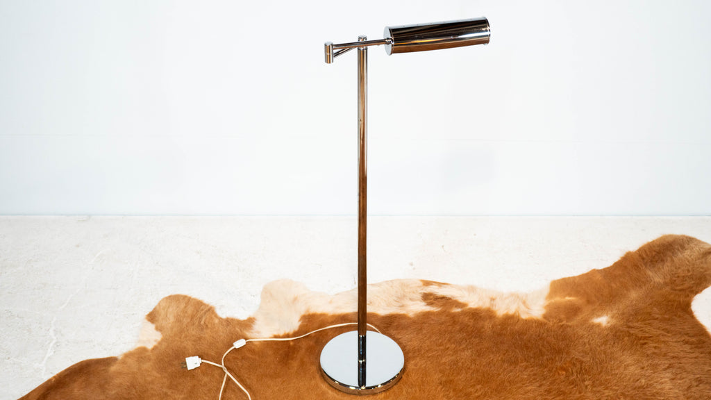 1960s Walter Von Nessen Modern Chrome Adjustable Floor Lamp